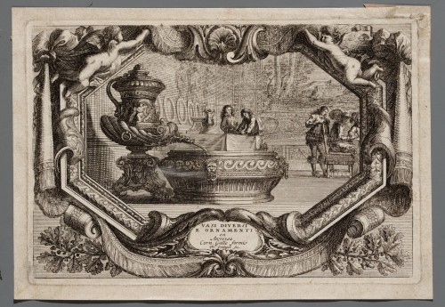 Ornamentprent. Fontaines, cuvettes et cartouches. Titelblad (kopie).